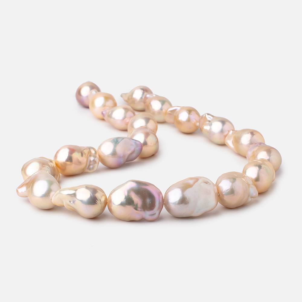 21x14-24x15mm Peach Ultra Baroque Freshwater Pearls 18 inch 18 pieces - Beadsofcambay.com