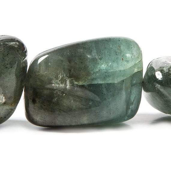 21x15.5-33x26mm Moss Aquamarine plain nugget Beads 18 inch 16 pieces - Beadsofcambay.com