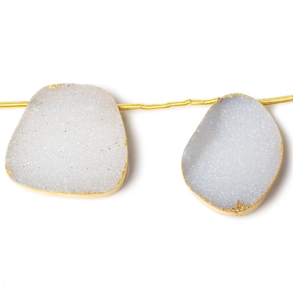 21x17-30x26mm Gold Leafed White Drusy freeform strand of 5 beads - Beadsofcambay.com