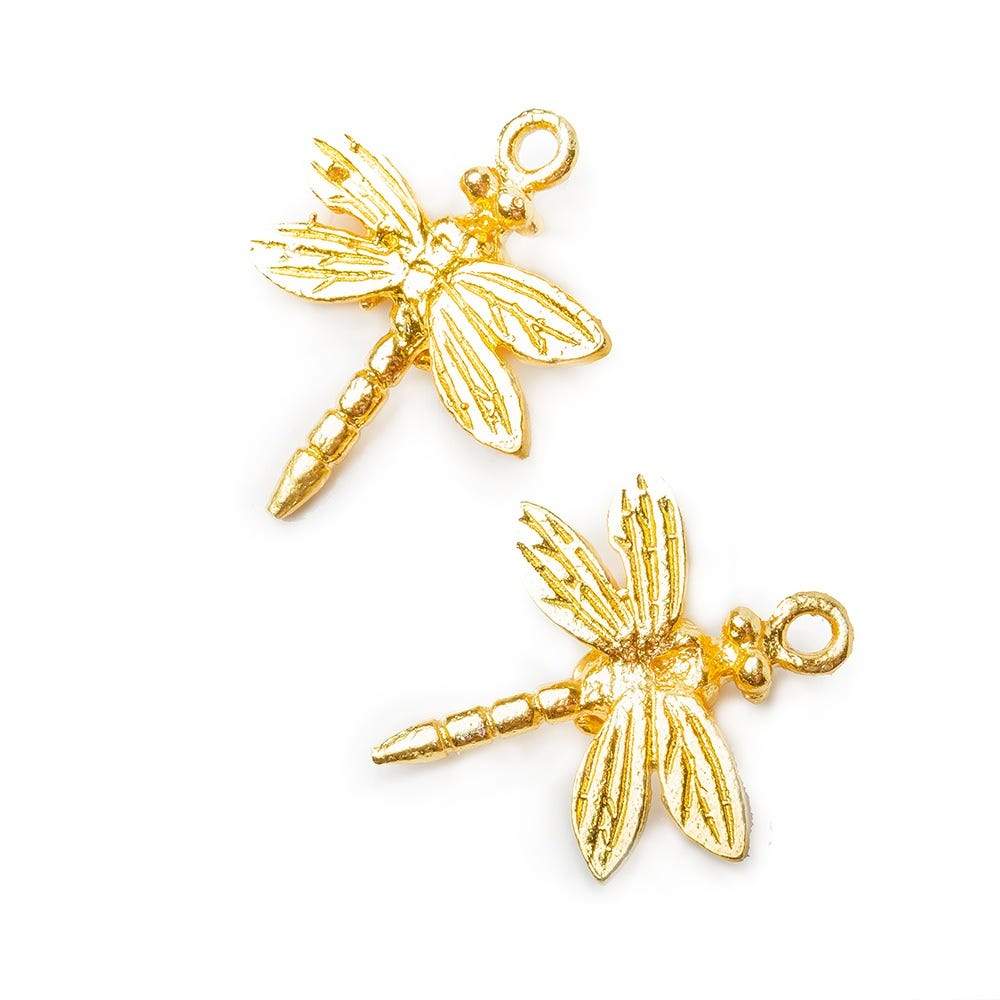 21x18x5mm 22kt Gold plated Dragongly Charm Set of 2 - Beadsofcambay.com