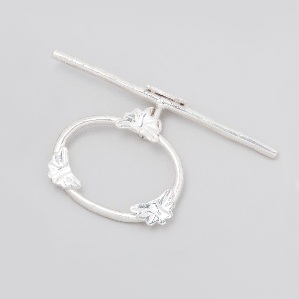 21x24mm Sterling Silver Oval Butterfly Toggle 1 piece - Beadsofcambay.com