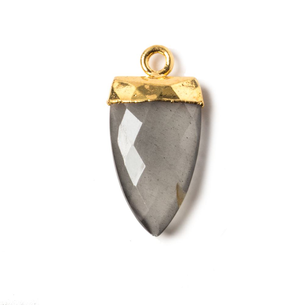 21x9mm Gold Leafed Platinum Grey Moonstone faceted Point Pendant 1 piece - Beadsofcambay.com