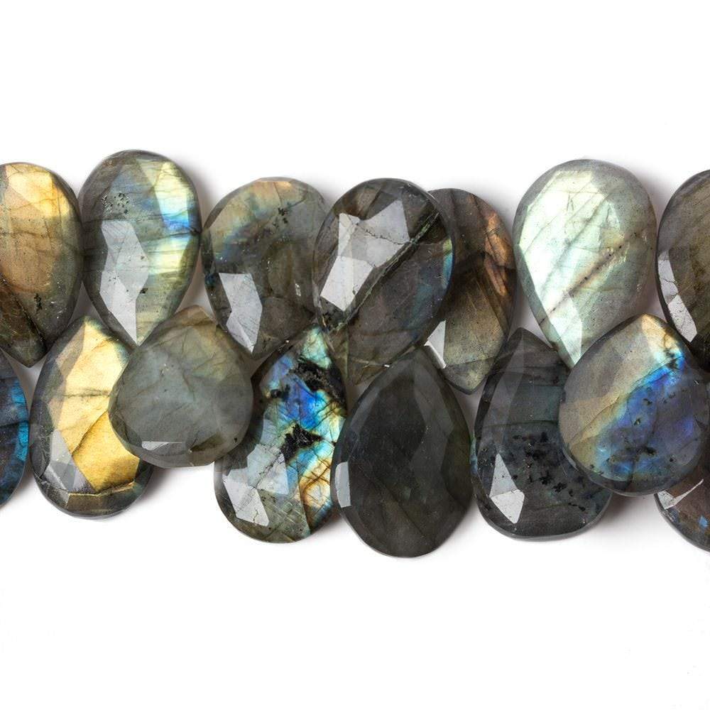 22-23mm Labradorite Faceted Pear Beads 8 inch 32 pieces - Beadsofcambay.com