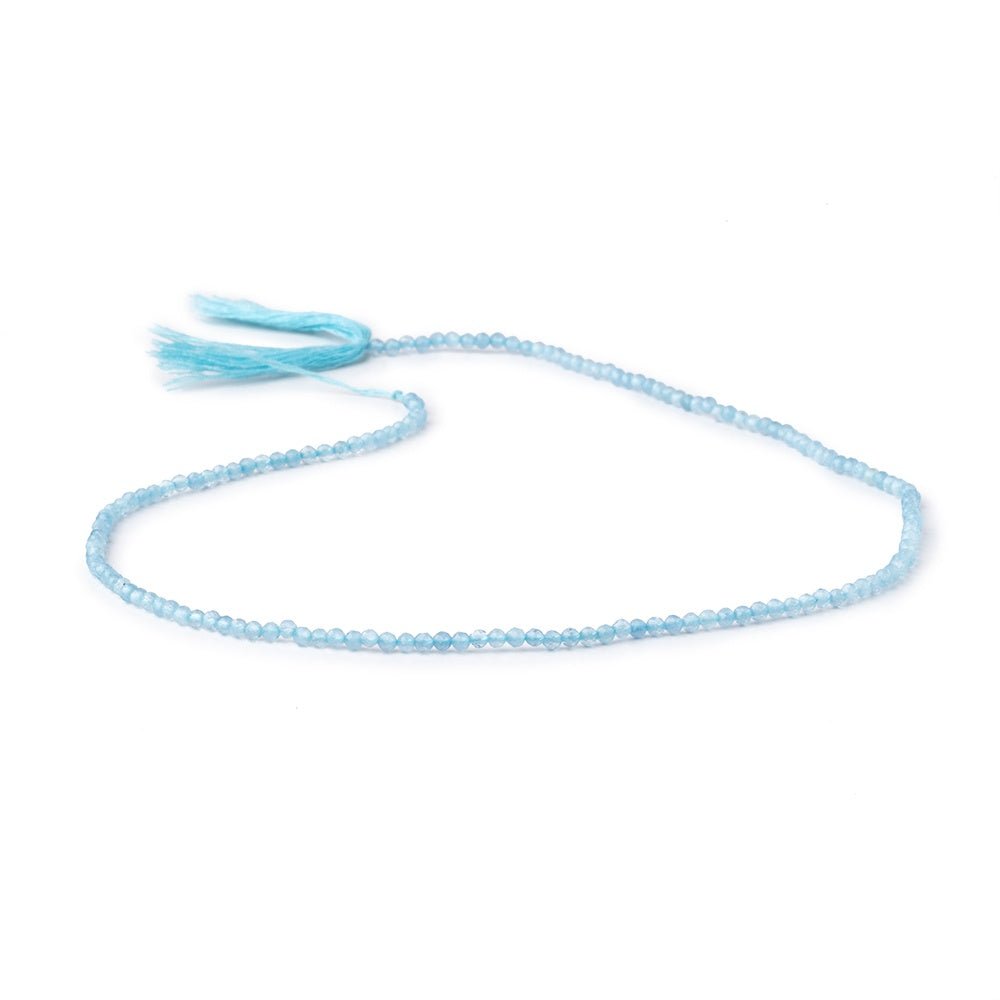 2.2mm Aquamarine Micro Faceted Round Beads 12.5 inch 156 pieces - Beadsofcambay.com