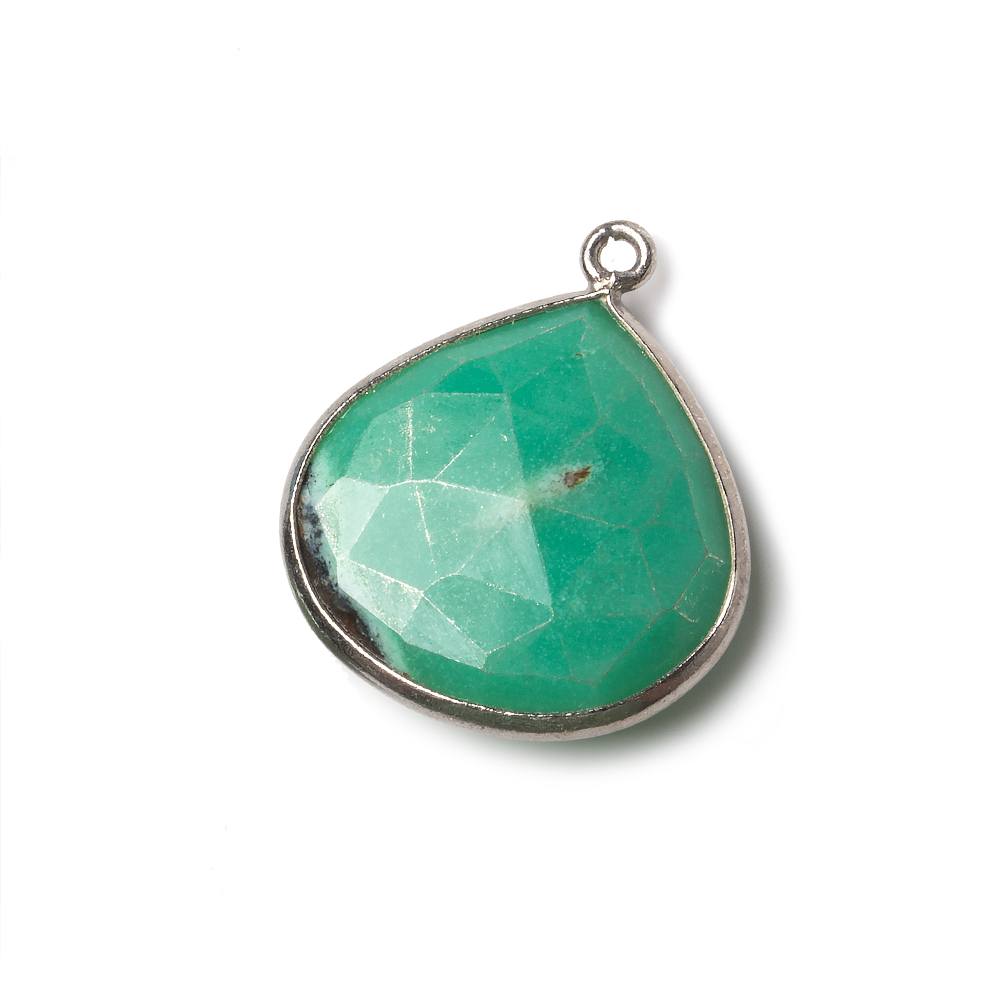 22mm Black Gold .925 Chrysoprase & Matrix faceted heart 1 ring Pendant 1 piece - Beadsofcambay.com
