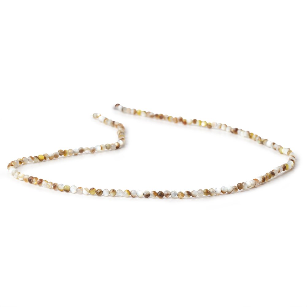 2.2mm Brown Mother of Pearl Shell Micro Faceted Rounds 12.5 inch 150 Beads - Beadsofcambay.com