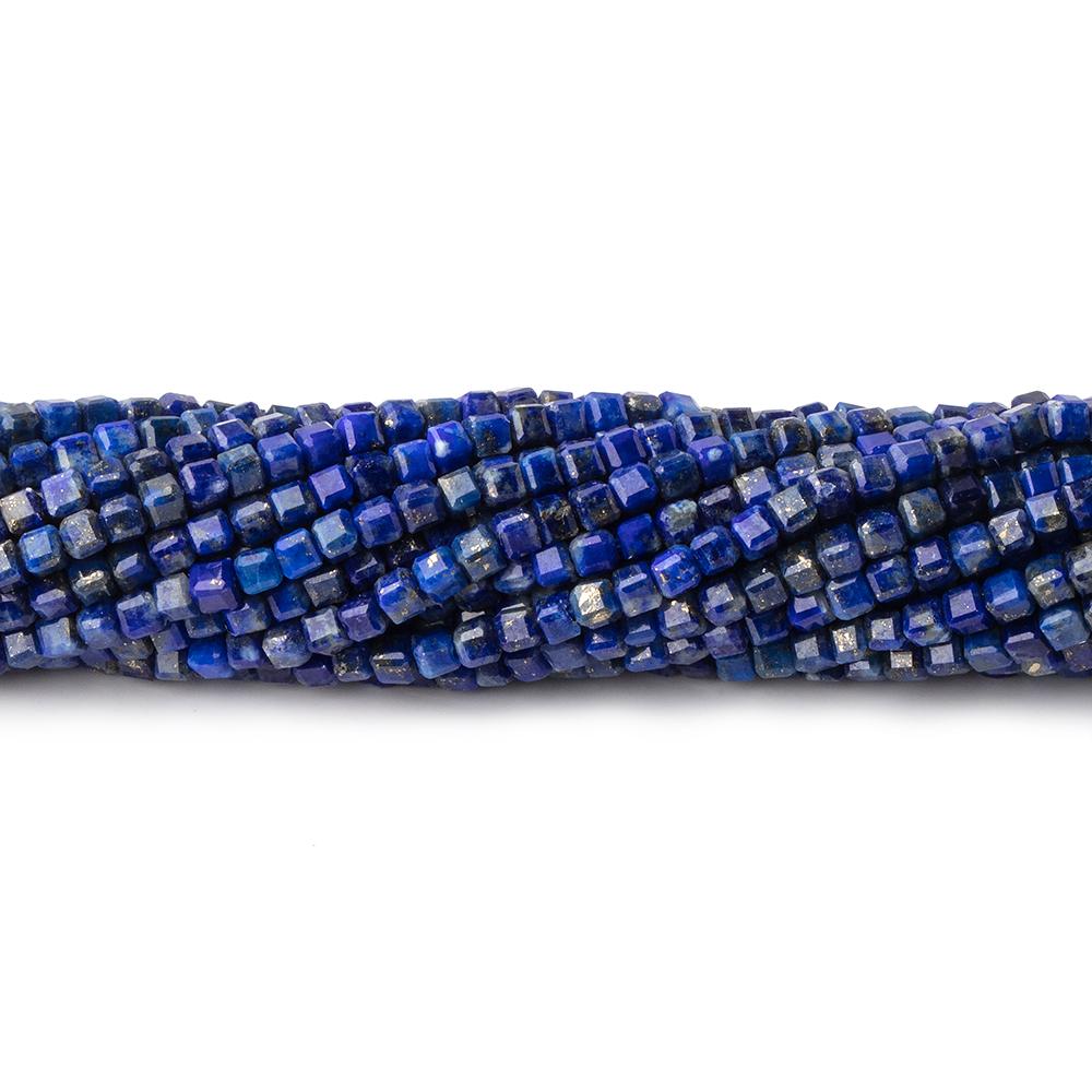 BeadsofCambay 2.2mm Lapis Lazuli Micro Faceted Cube Beads 12.25 inch 140 pieces