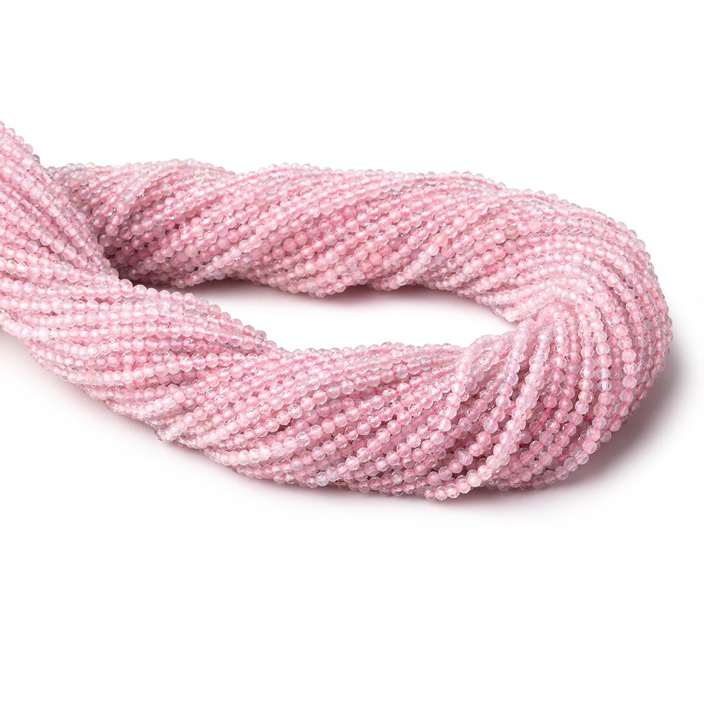 2.2mm Morganite Micro Faceted Round Beads 12.5 inch 160 pieces - Beadsofcambay.com