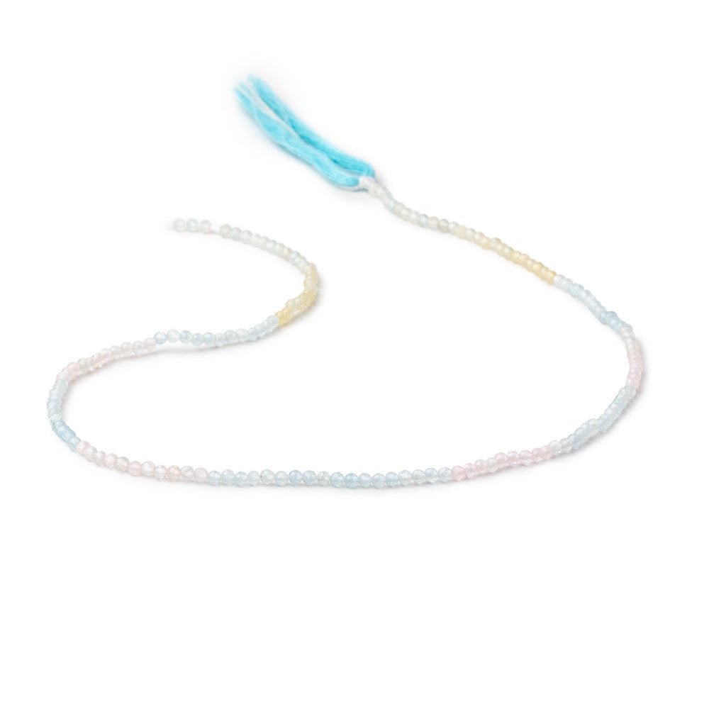 2.2mm Multi Color Beryl Micro Faceted Round Beads 12.5 inch 160 pieces - Beadsofcambay.com