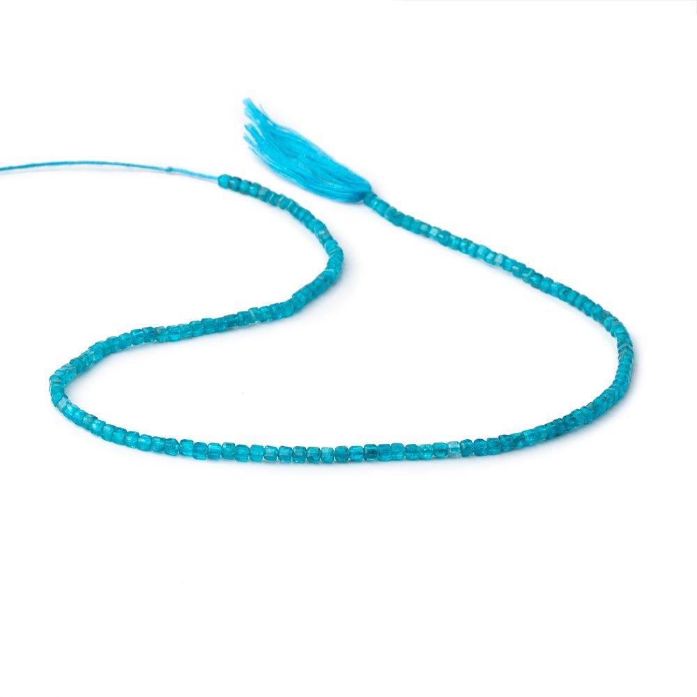 2.2mm Neon Blue Apatite Micro Faceted Cube Beads 12.5 inch 138 pieces - Beadsofcambay.com