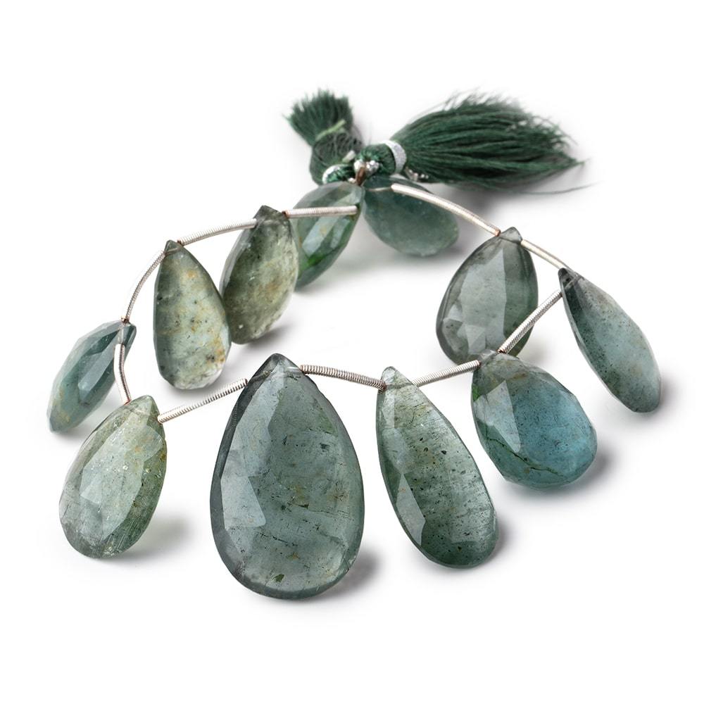 22x14-34x21mm Moss Aquamarine Faceted Pear Beads 8 inch 11 pieces - Beadsofcambay.com
