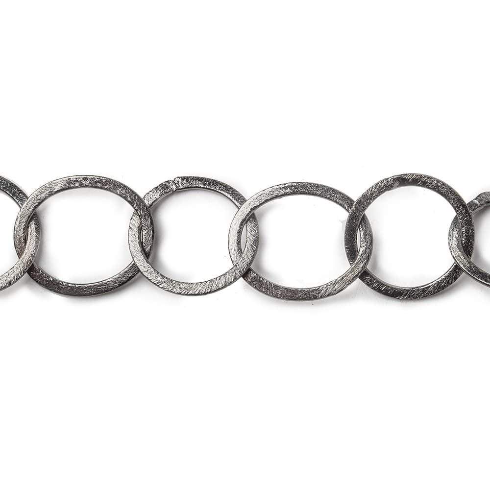 22x17mm-20mm Black Gold Plated Brushed Oval and Round Link Chain by the foot - Beadsofcambay.com