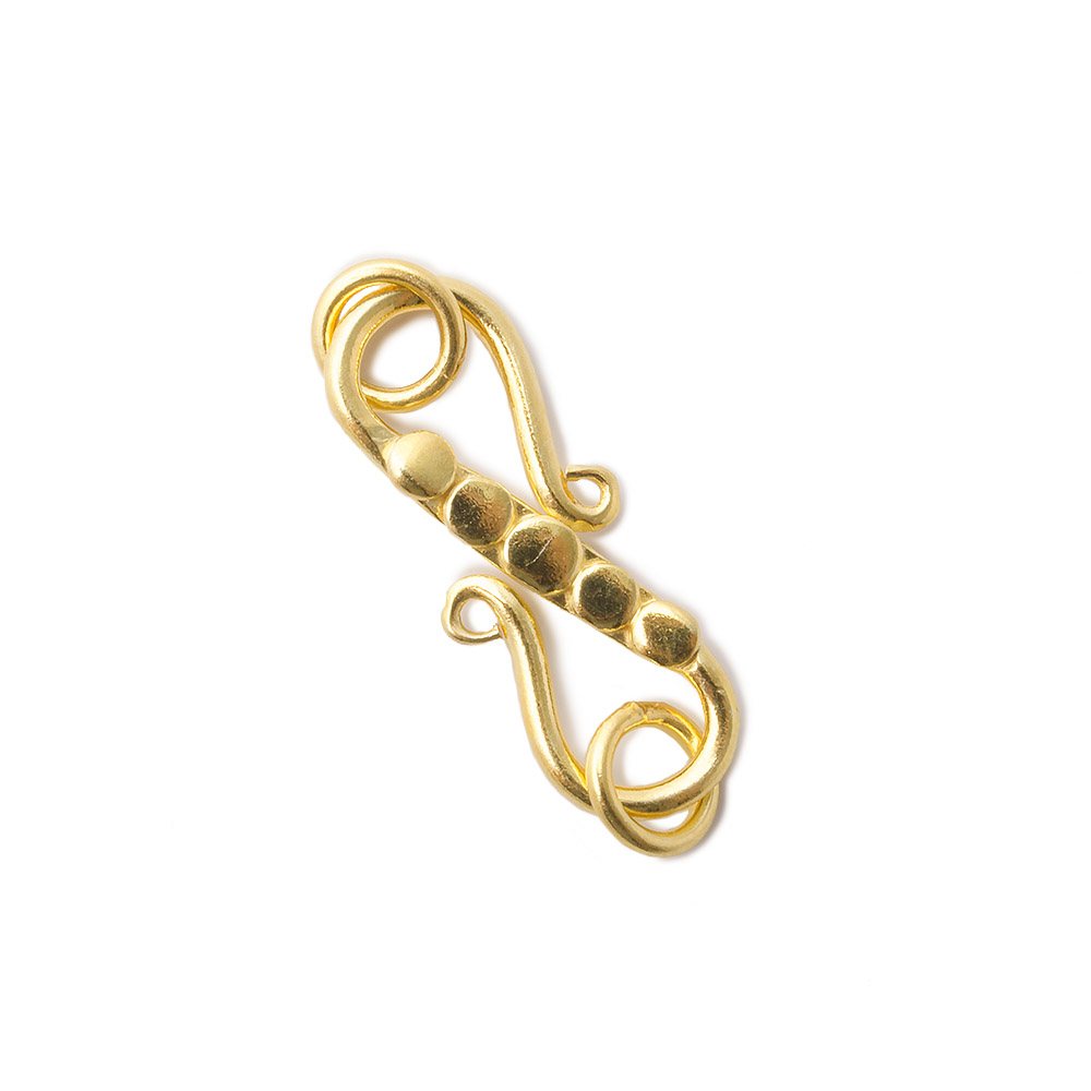 22x7mm Vermeil S Hook with Dot Design 1 finding - Beadsofcambay.com