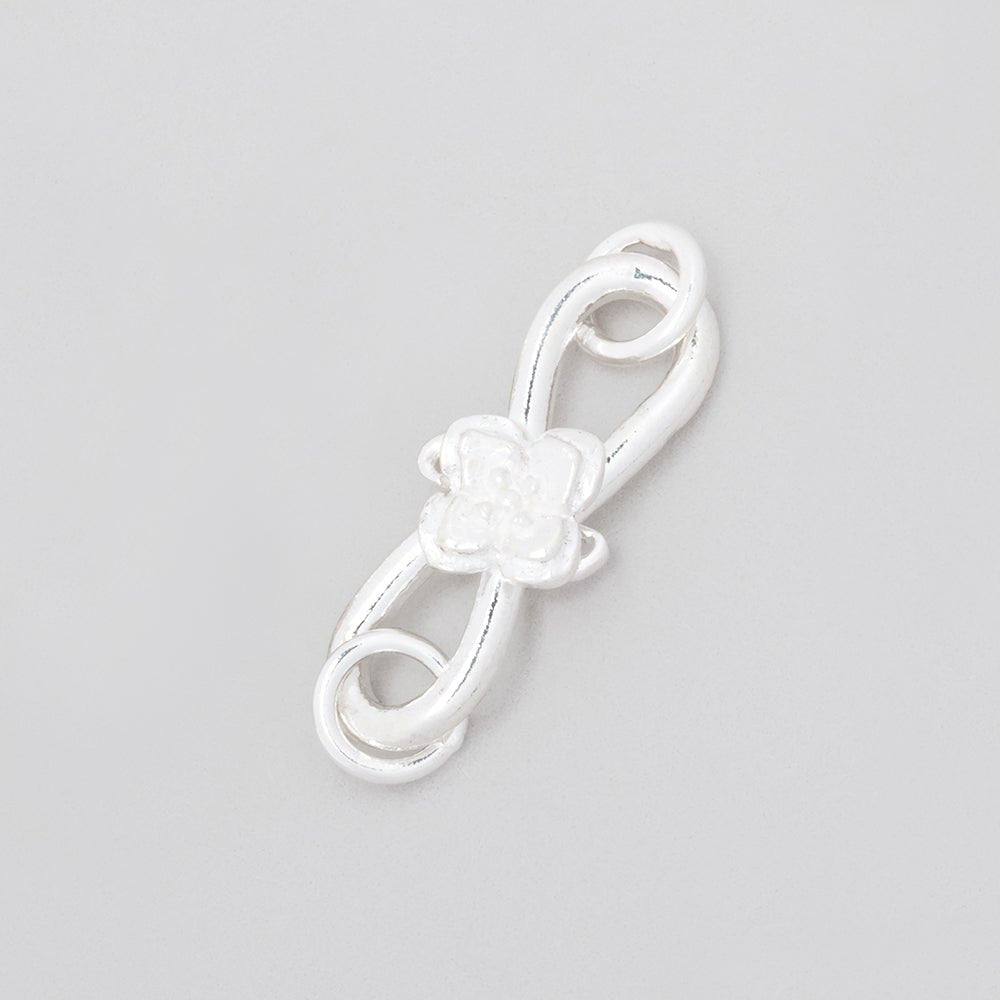22x8mm Sterling Silver S Hook with Flower 1 piece - Beadsofcambay.com