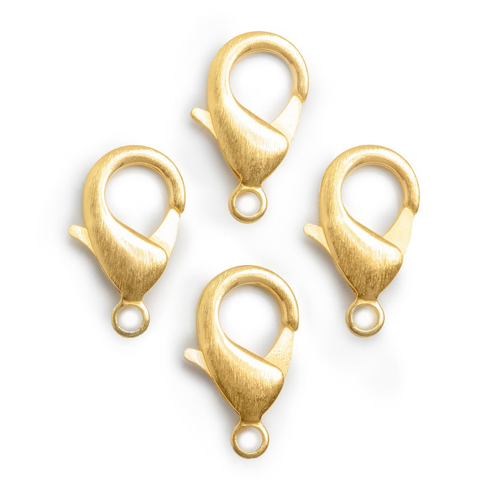 23mm 22kt Gold plated Brushed Lobster Clasp Set of 4 - Beadsofcambay.com