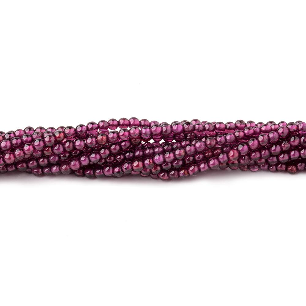 2.3mm Rhodolite Garnet Plain Round Beads 12 inch 159 pieces - Beadsofcambay.com
