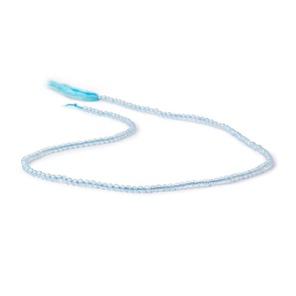 2.3mm Sky Blue Topaz Micro Faceted Round Beads 12.5 inch 144 pieces - Beadsofcambay.com