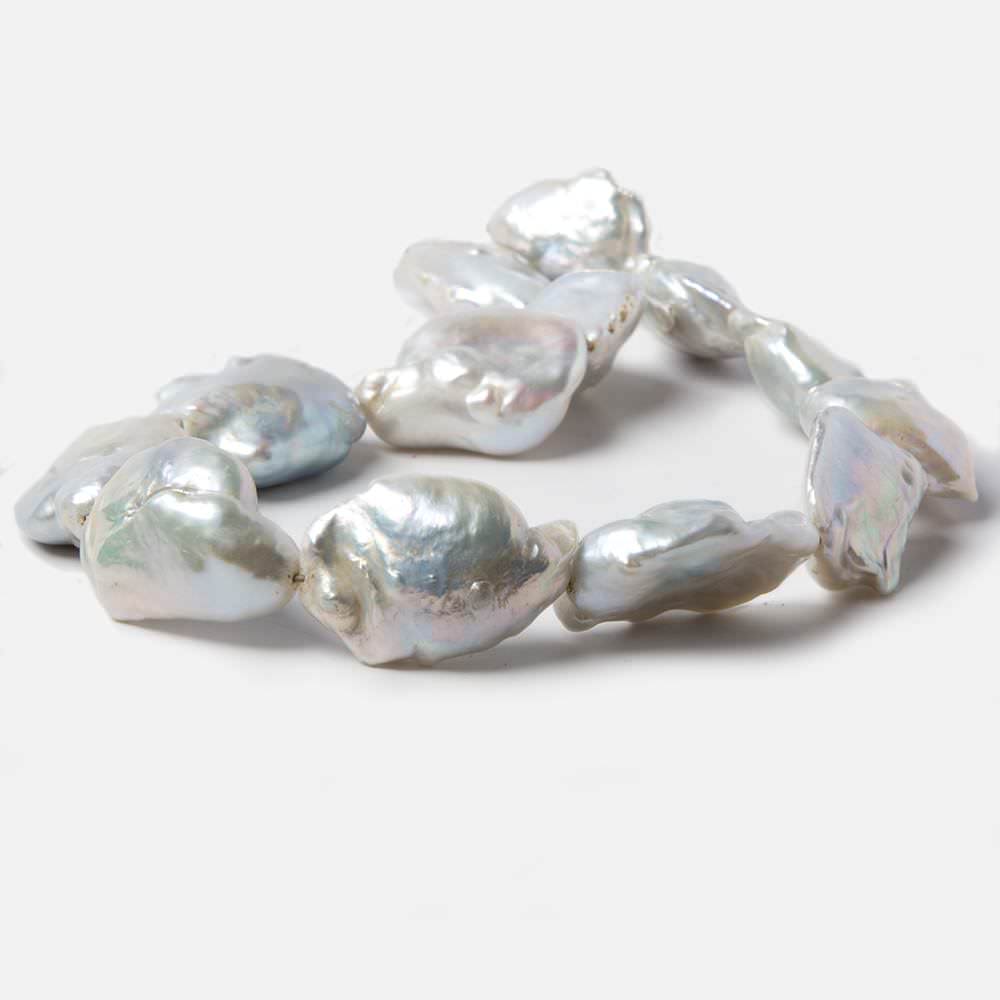 23x12x30-23x10x34mm White Rose' Souffle Freshwater Pearls 16 inch 13 pieces - Beadsofcambay.com