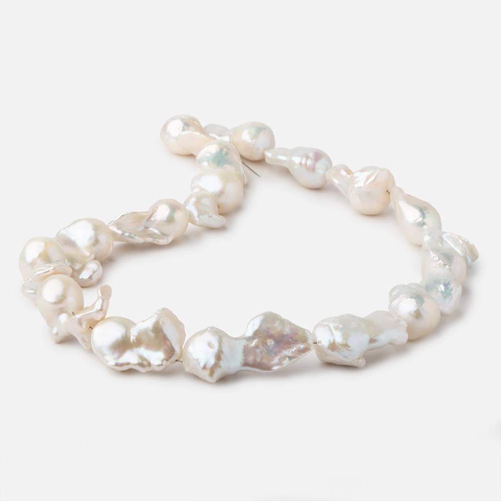 23x14-36x16mm Off White Ultra Baroque Freshwater Pearl 16.5 inch 16 pieces - Beadsofcambay.com