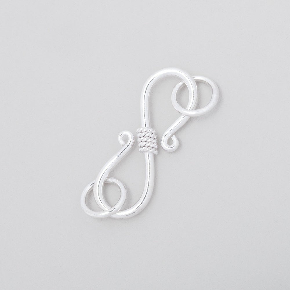 23x8.5mm Sterling Silver S Hook Center Rope Design 1 piece - Beadsofcambay.com