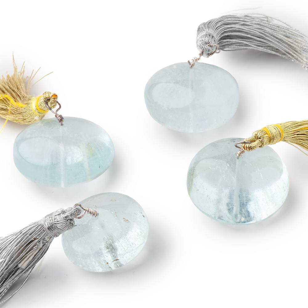 24-28mm Aquamarine plain rondelle focal bead 1 piece - Beadsofcambay.com