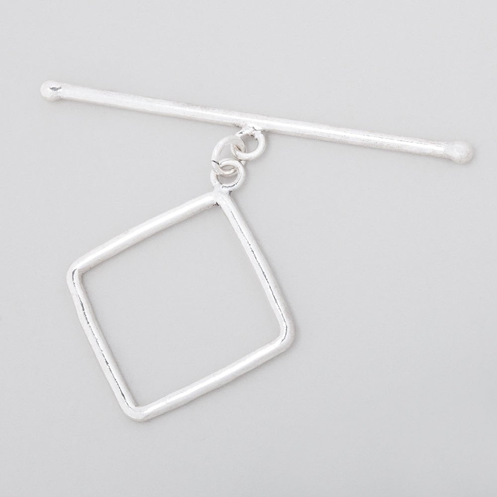 24mm Sterling Silver Diamond Shape Toggle 1 piece - Beadsofcambay.com