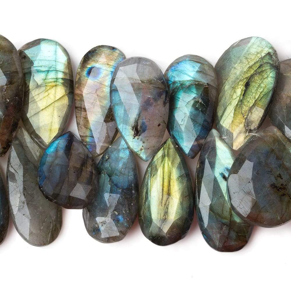 24x13-28x17mm Labradorite faceted pear briolette beads 7 inch 34 pieces A - Beadsofcambay.com