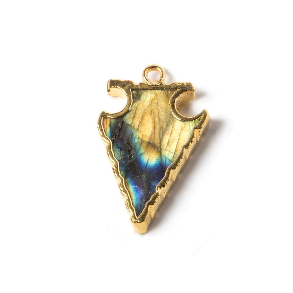 24x16mm Gold Leaf Edged Labradorite Arrowhead Pendant 1 piece - Beadsofcambay.com