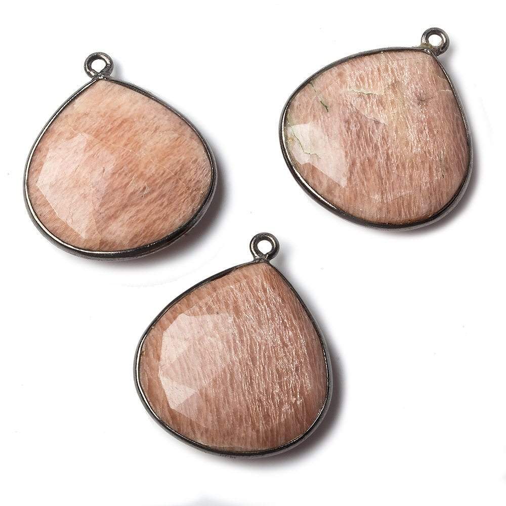 24x20mm Black Gold Bezel Sunstone Faceted Heart Pendant 1 piece - Beadsofcambay.com