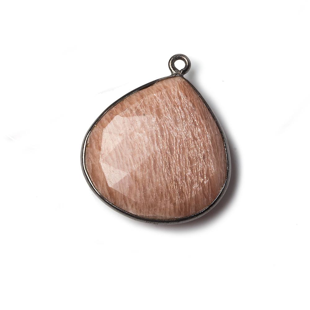 24x20mm Black Gold Bezel Sunstone Faceted Heart Pendant 1 piece - Beadsofcambay.com