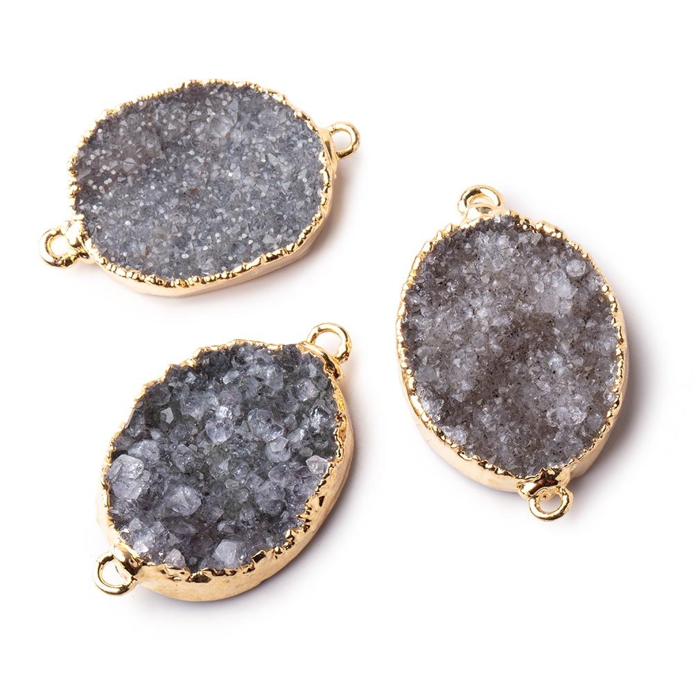 24x20x5mm Gold Leaf Smoke Grey Agate Drusy Free Shape Connector - Beadsofcambay.com