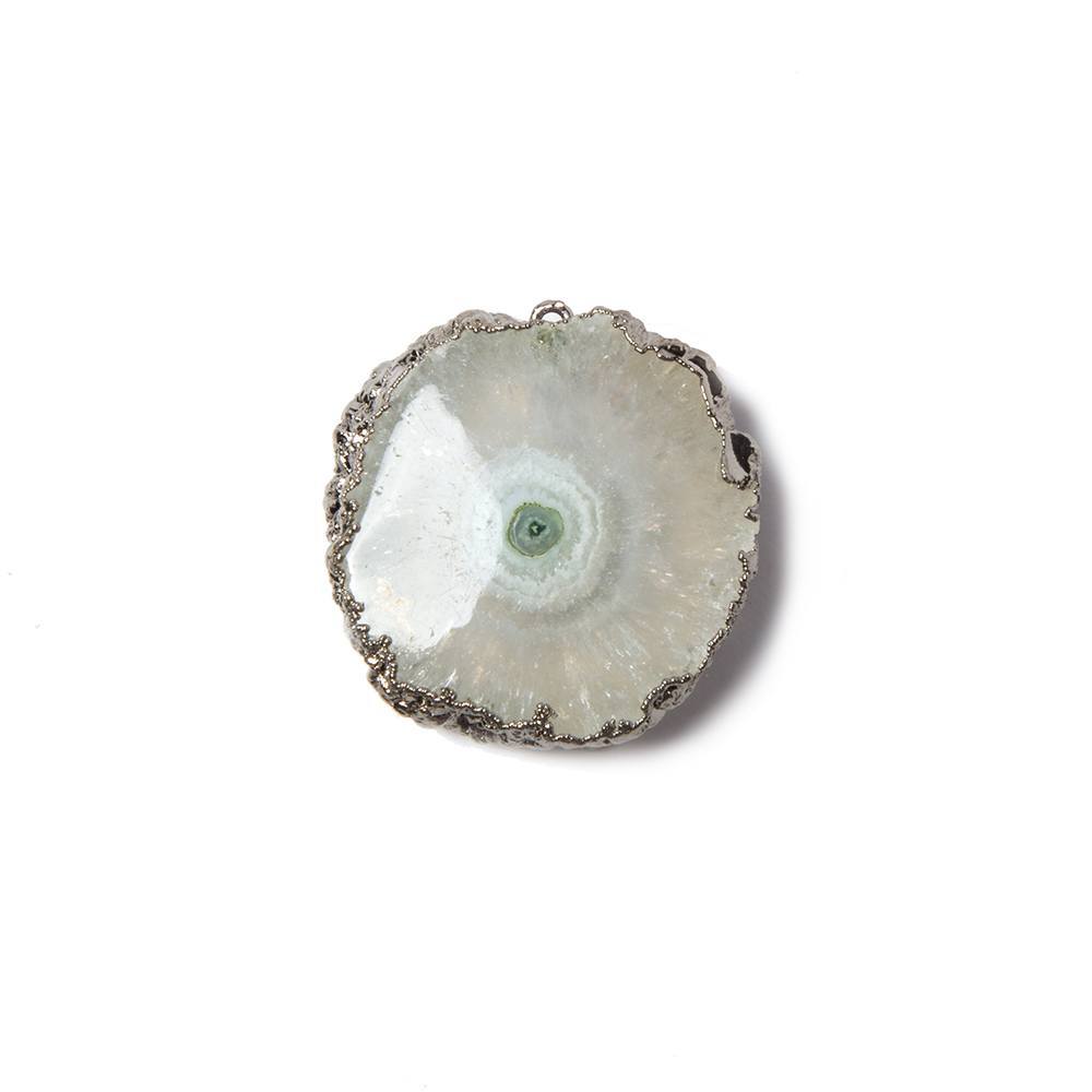 24x22mm Black Gold Leaf Edged Solar Quartz Stalactite Pendant 1 piece - Beadsofcambay.com