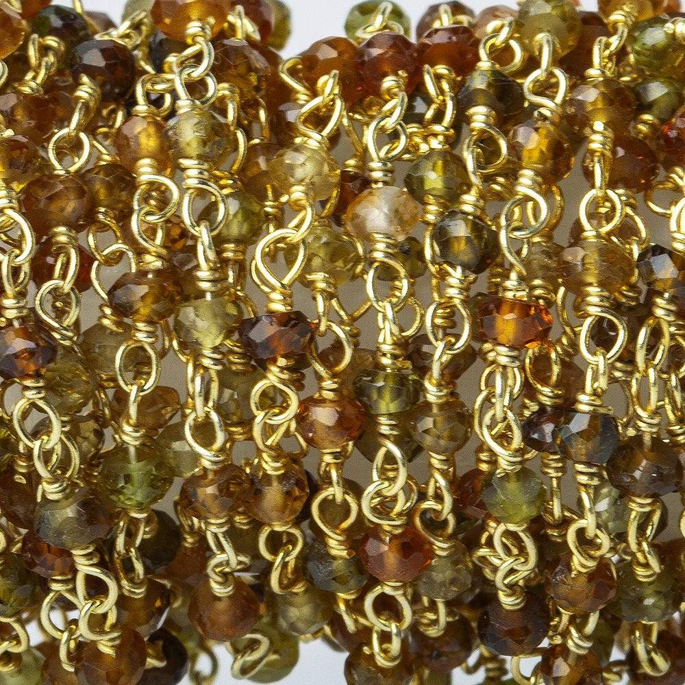 2.5-3mm Green & Brown Tourmaline Vermeil Chain by the foot - Beadsofcambay.com