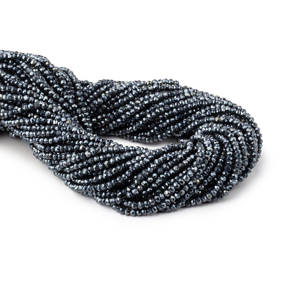 2.5-3mm Metallic Black Spinel Beads Faceted Rondelle 13.25 inch 154 pieces - Beadsofcambay.com