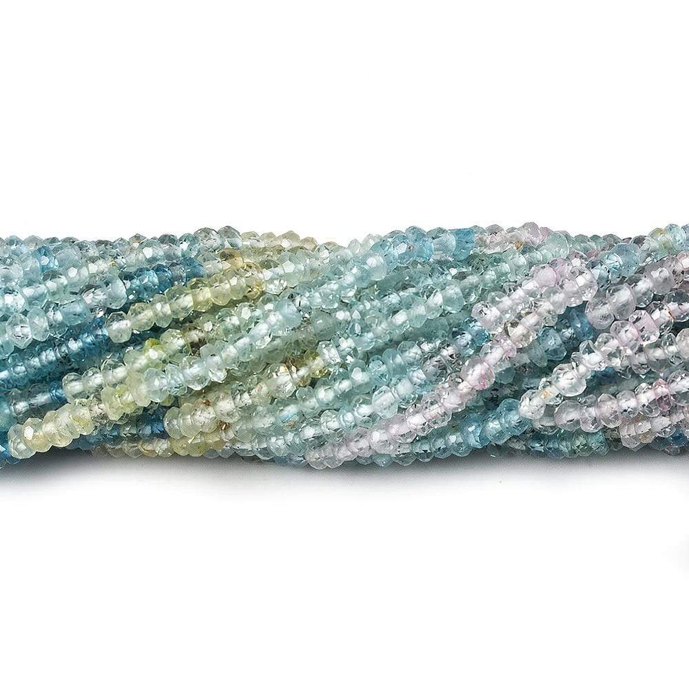 2.5-3mm Multi Beryl & Aquamarine Micro Faceted Rondelles 13 inch 228 beads