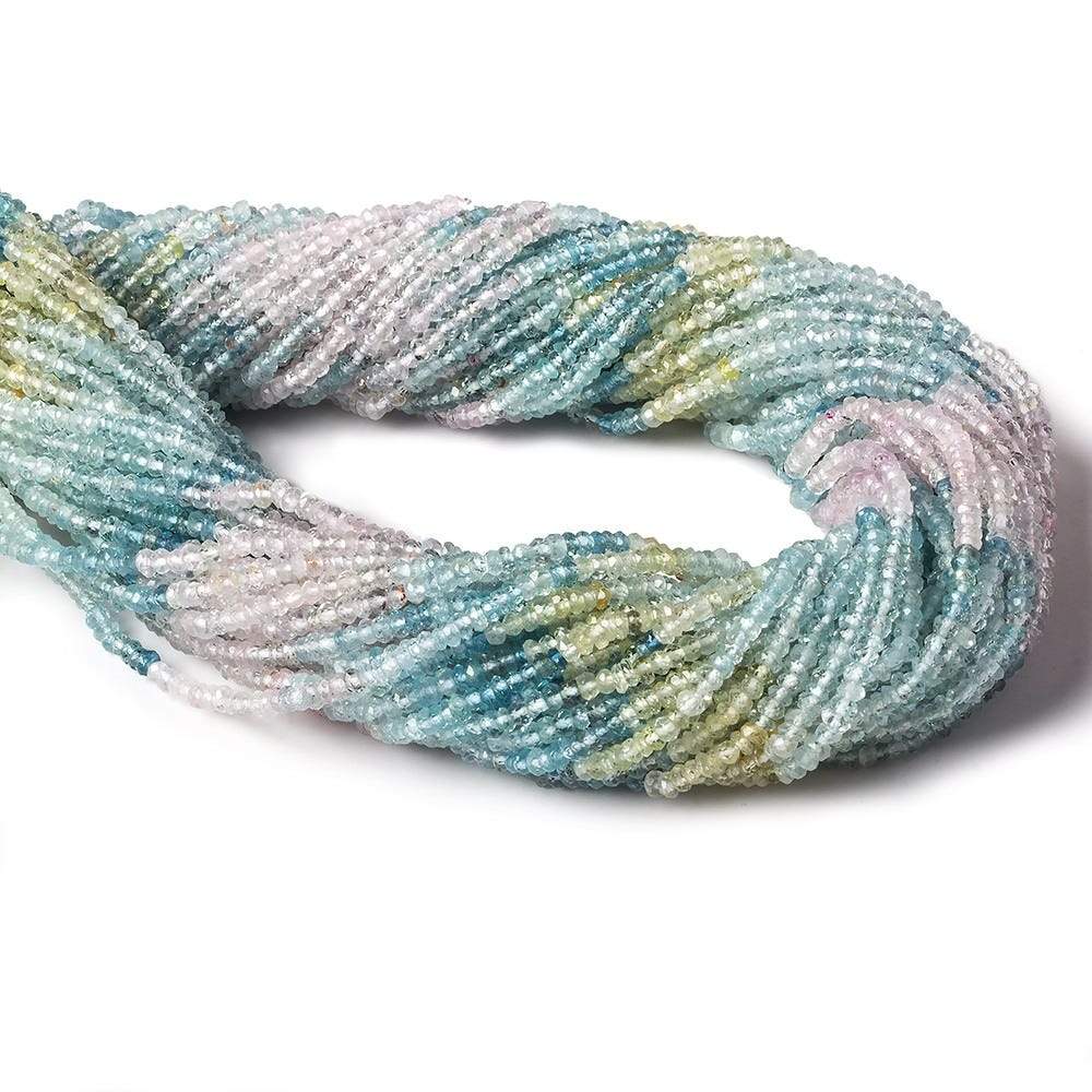 2.5-3mm Multi Beryl & Aquamarine Micro Faceted Rondelles 13 inch 228 beads - Beadsofcambay.com
