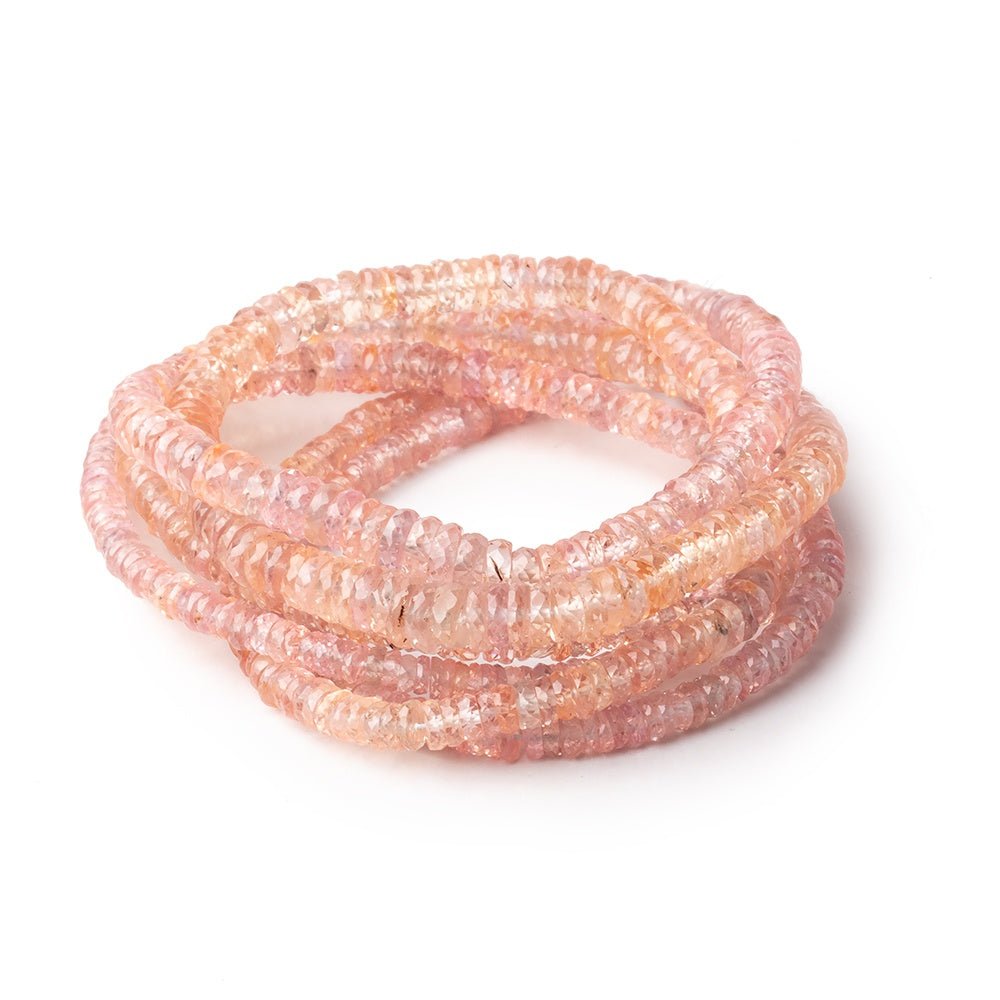 2.5-5mm Peach Sapphire Faceted Heshi Beads 17 inch 356 pieces AAA - Beadsofcambay.com