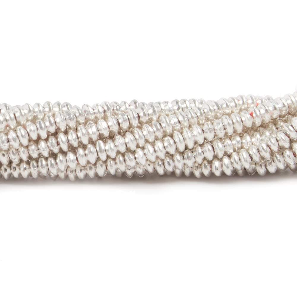 2.5 mm Sterling Silver Plated Copper Strand Plain Rondelle 8 inch 95 beads - Beadsofcambay.com