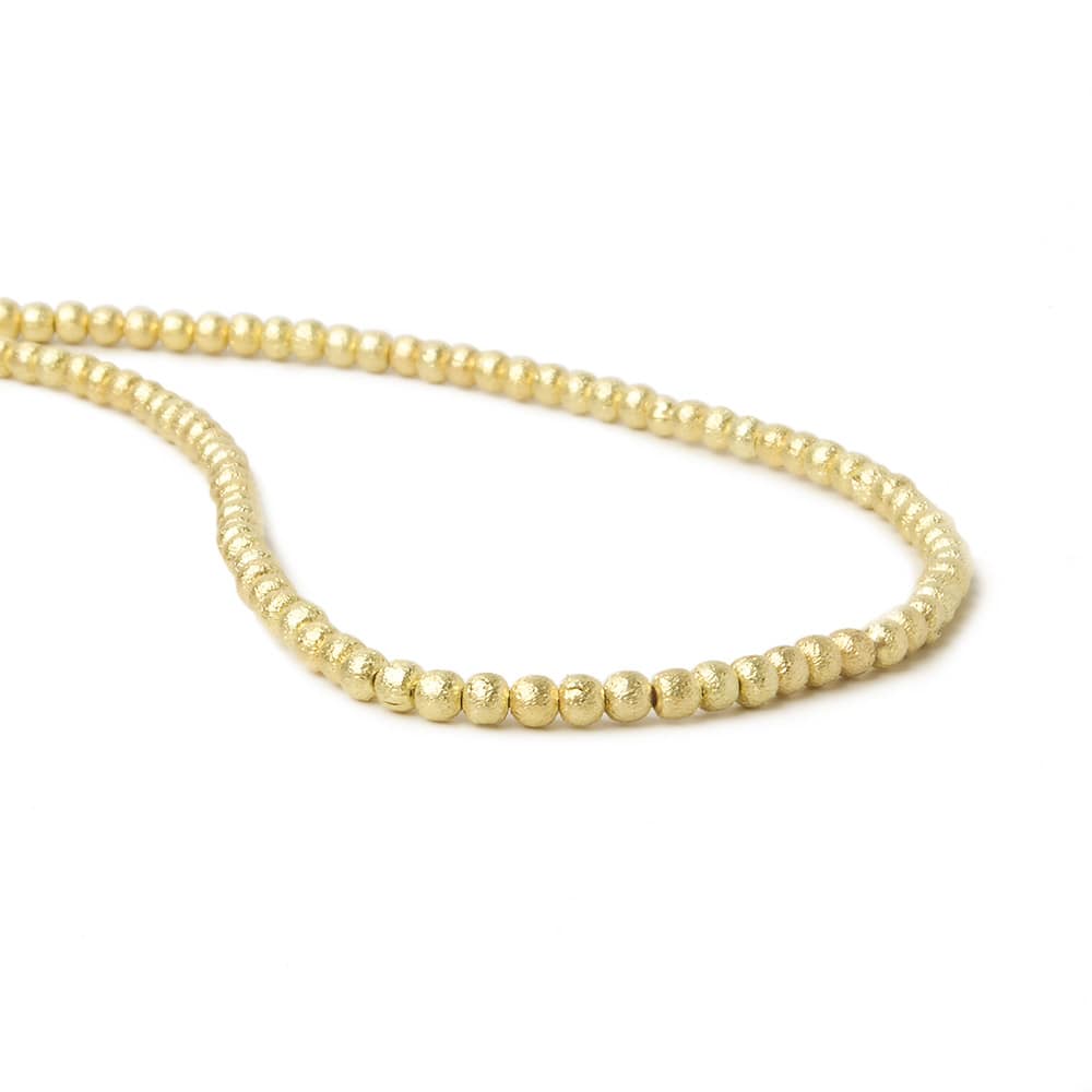 2.5mm 14kt Gold plated brushed round Beads 100 pieces 8 inch - Beadsofcambay.com
