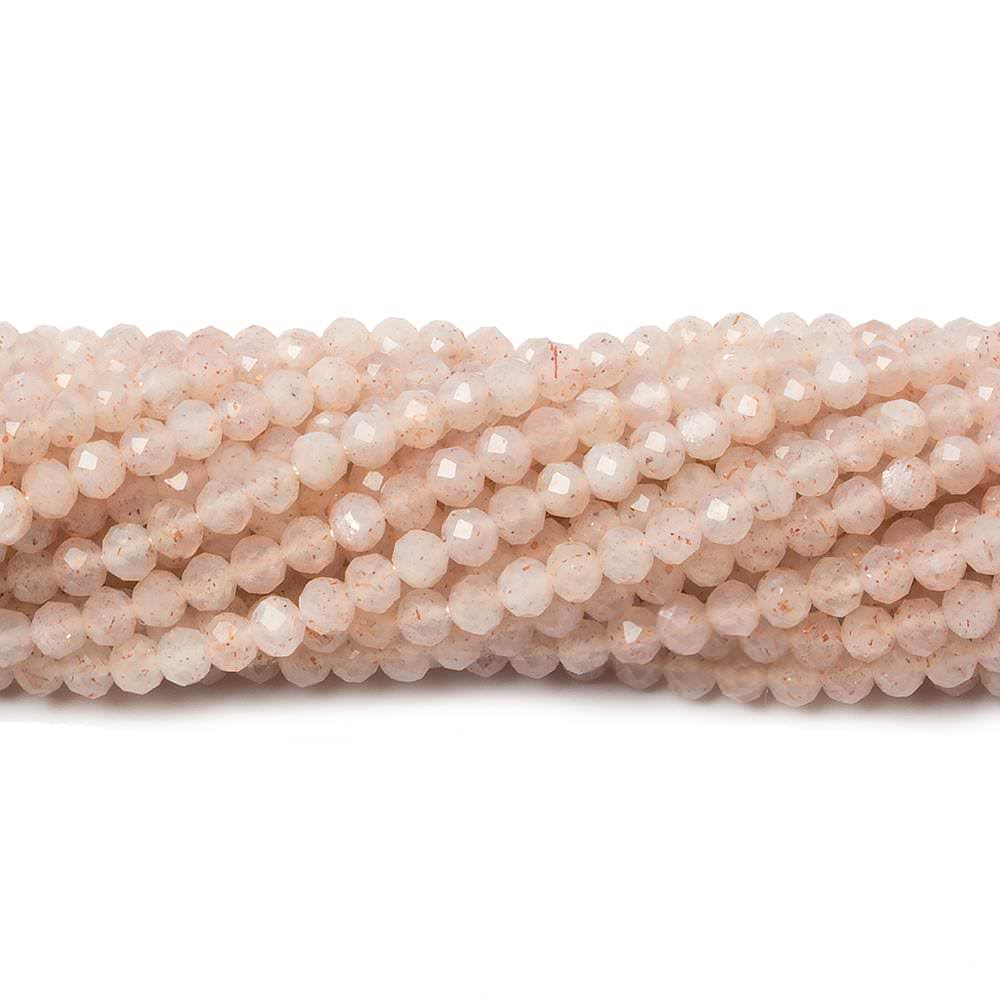 2.5mm Angel Skin Peach Moonstone Micro Faceted rondelles 13 inch 154 beads - Beadsofcambay.com