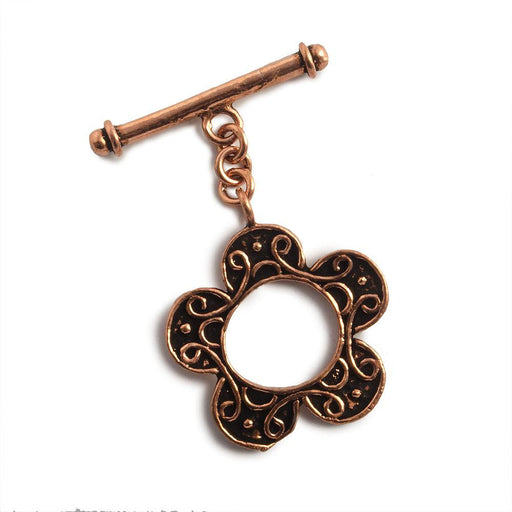 25mm Antiqued Copper Flower Power Toggle 1 piece - Beadsofcambay.com