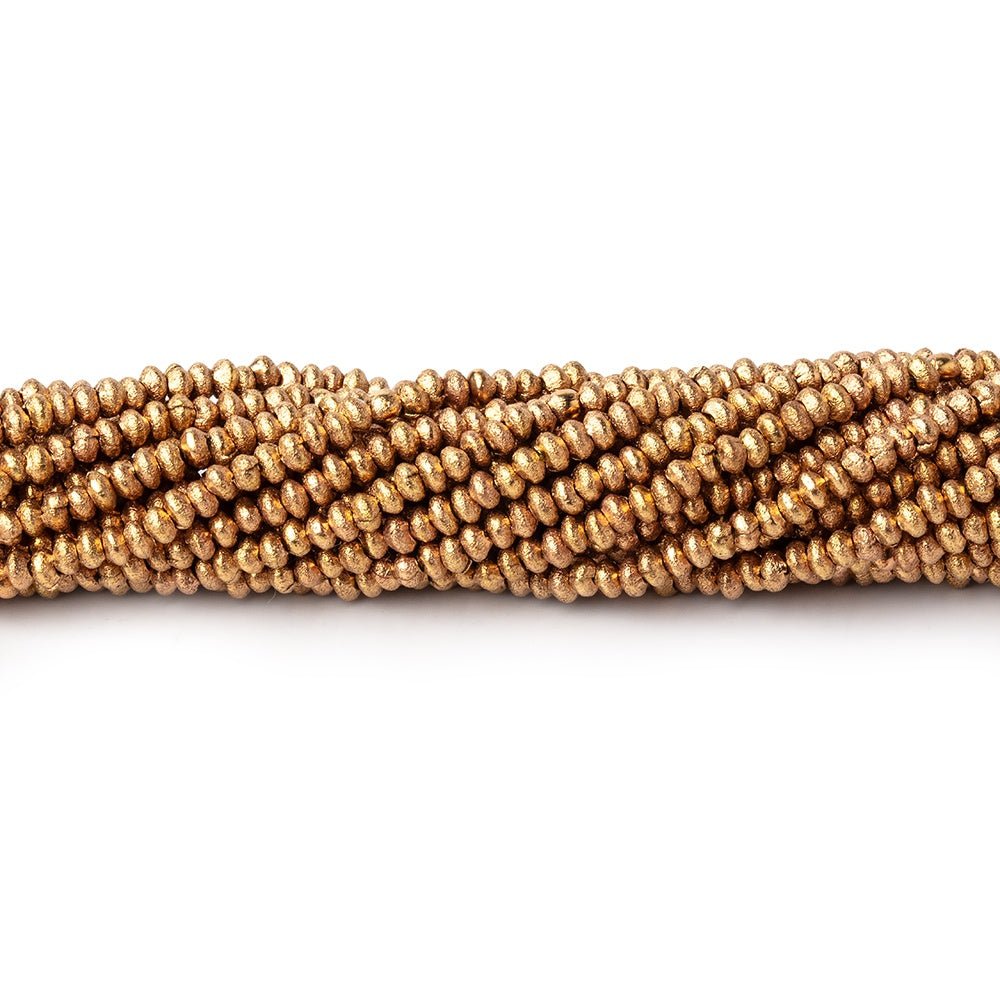 2.5mm Brass Brushed Disc Rondelle Beads 8 inch 126 pieces - Beadsofcambay.com