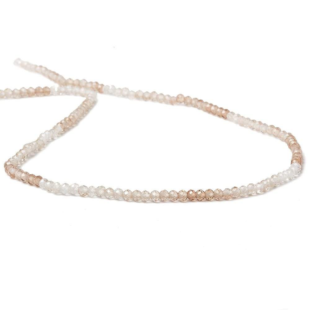 2.5mm Champagne & White Topaz Micro Faceted rondelles 13 inch 154 beads - Beadsofcambay.com