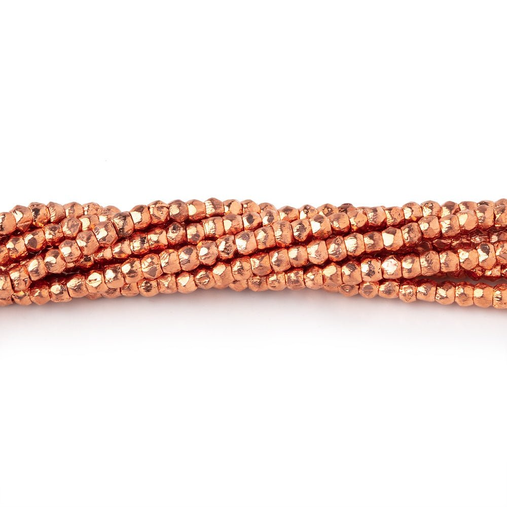 2.5mm Copper Faceted Nugget Beads 8 inch 99 pieces - Beadsofcambay.com
