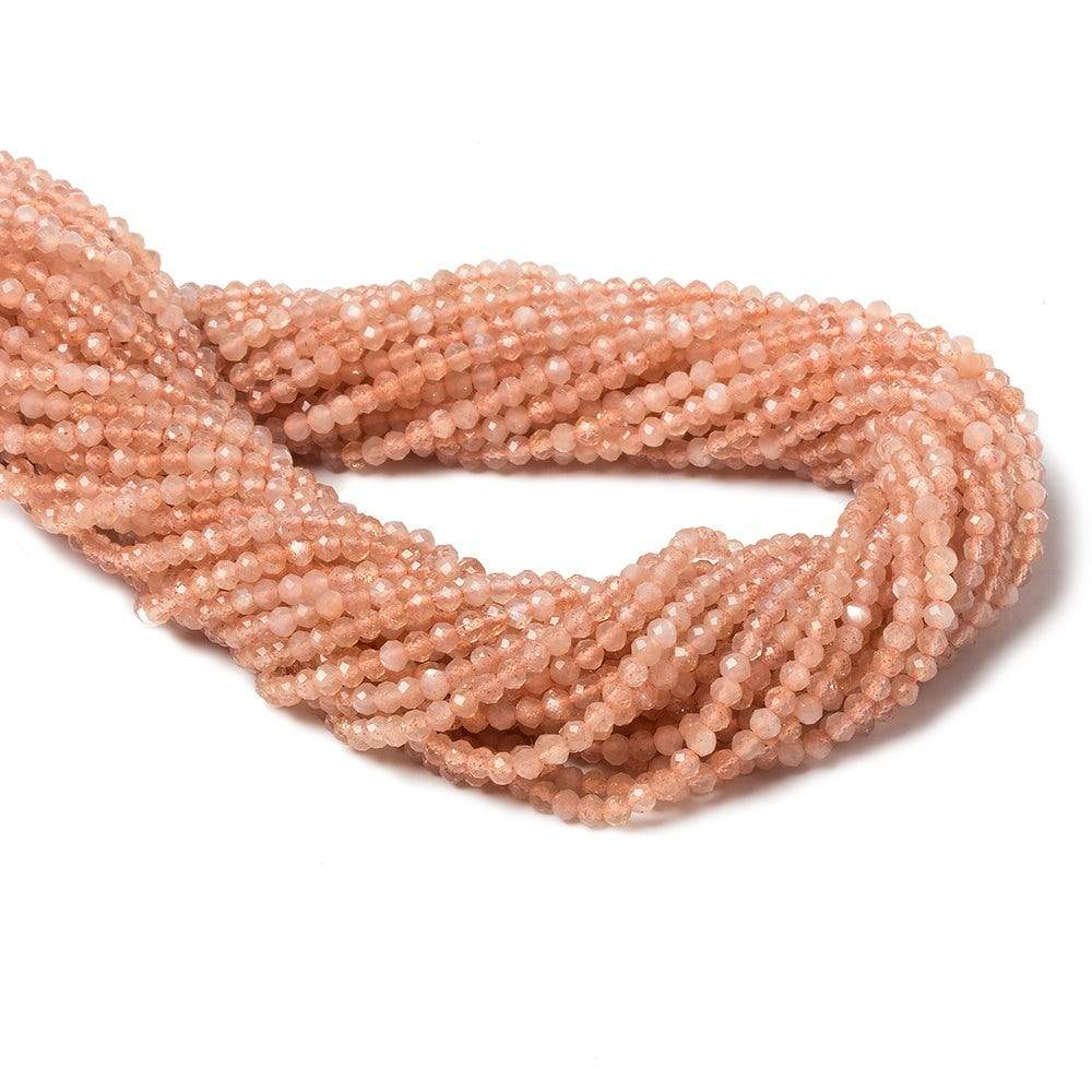 2.5mm Dark Peach Moonstone Micro Faceted rondelles 13 inch 154 beads - Beadsofcambay.com