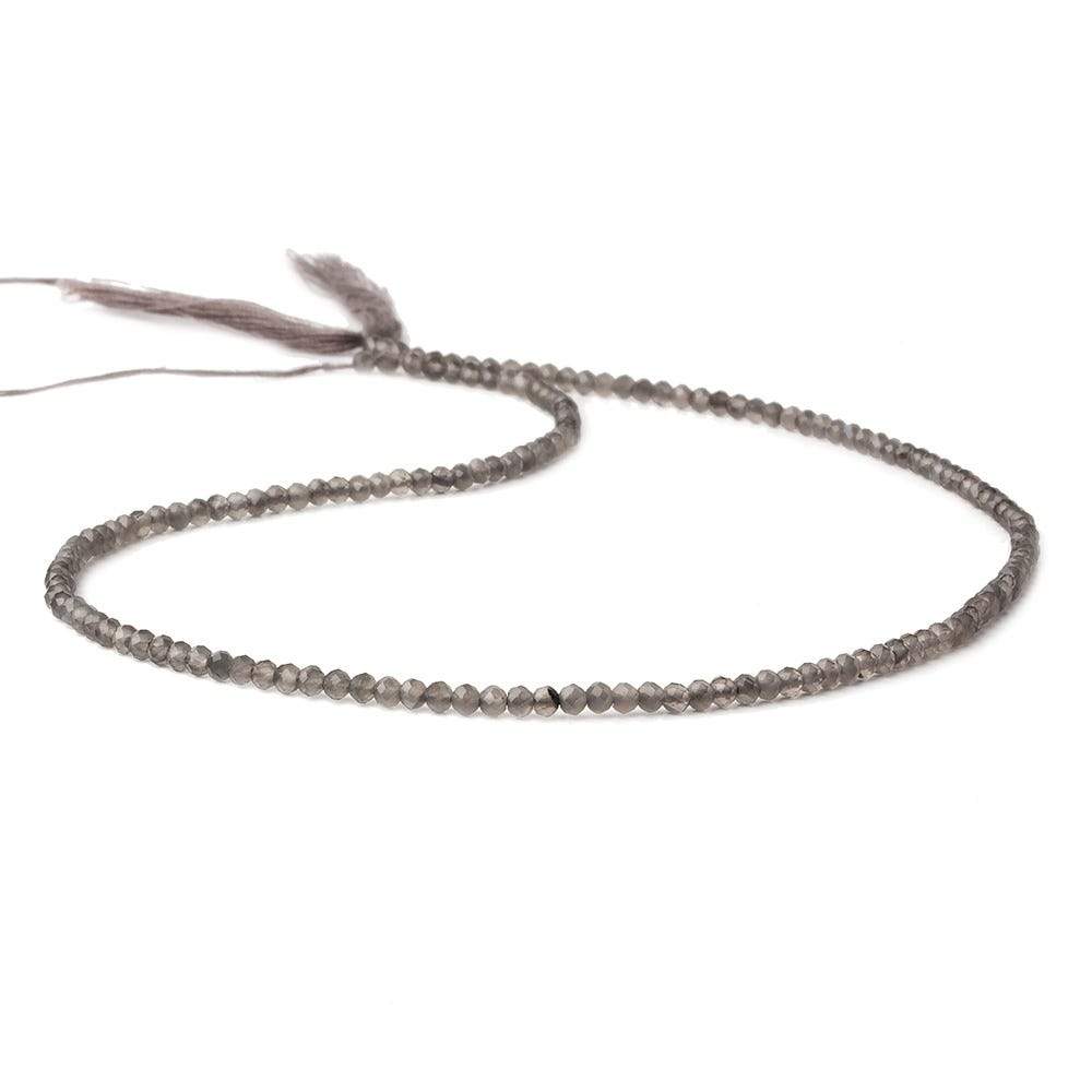 2.5mm Light Grey Moonstone micro faceted rondelles 13 inch 175 beads - Beadsofcambay.com