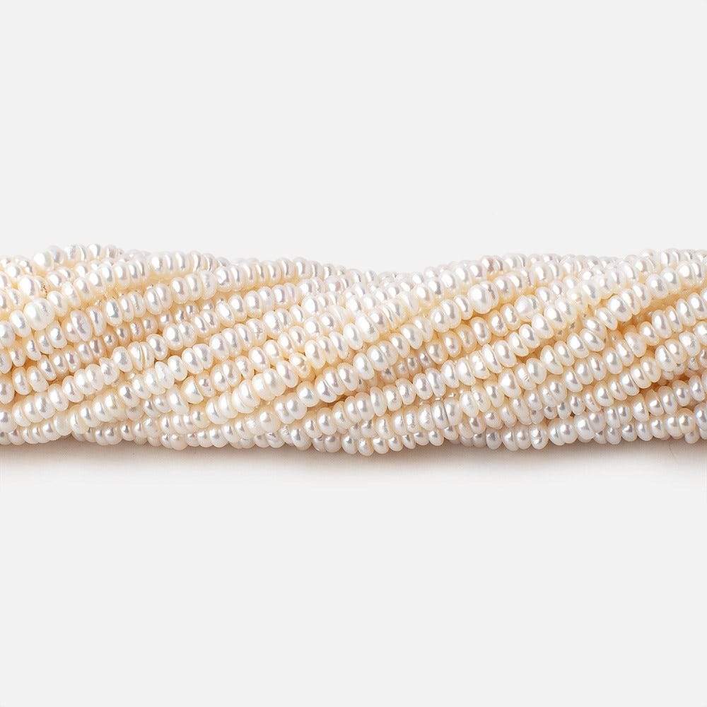 2.5mm Off White Center Drilled Button Freshwater Pearls 15.5 inch 305 pieces - Beadsofcambay.com