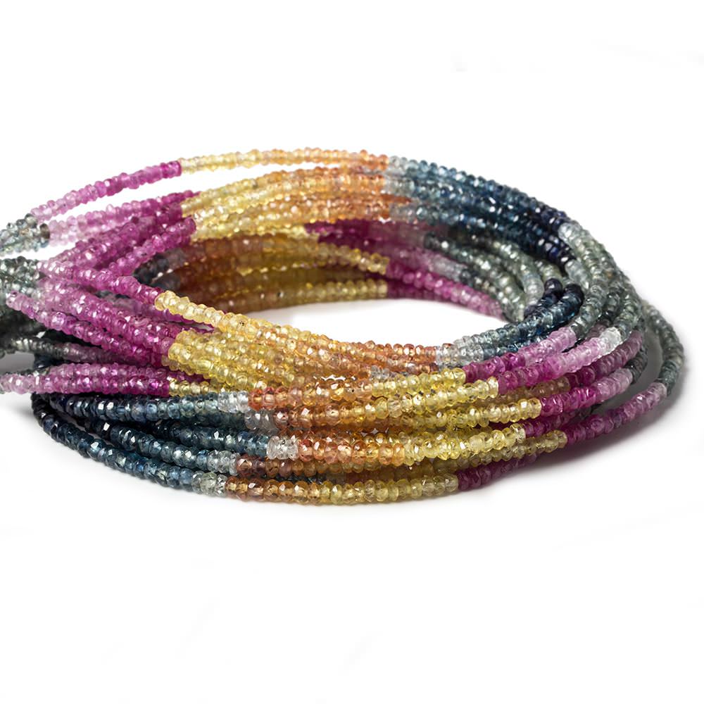 2.5mm Ruby and Sapphire Faceted Rondelle Beads 15 inch - Beadsofcambay.com