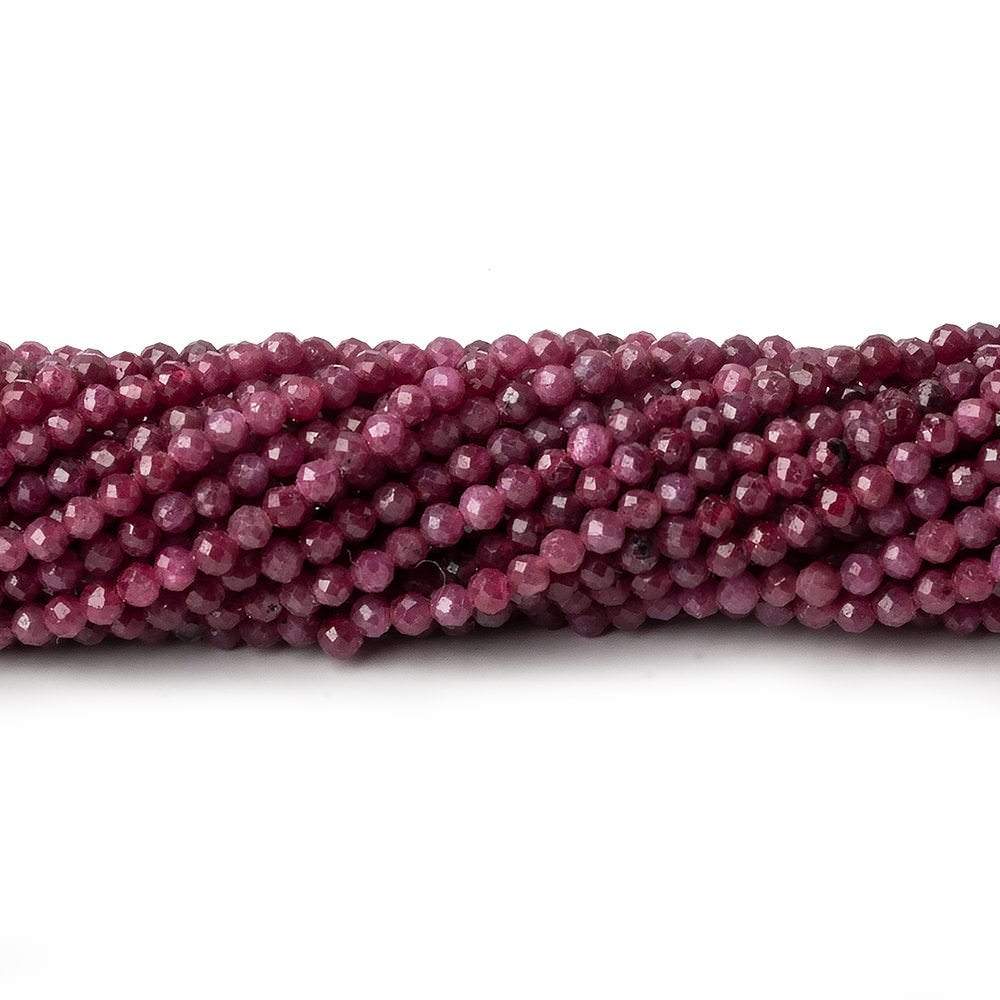 2.5mm Ruby micro faceted round beads 12.5 inch 145 pieces AA - Beadsofcambay.com