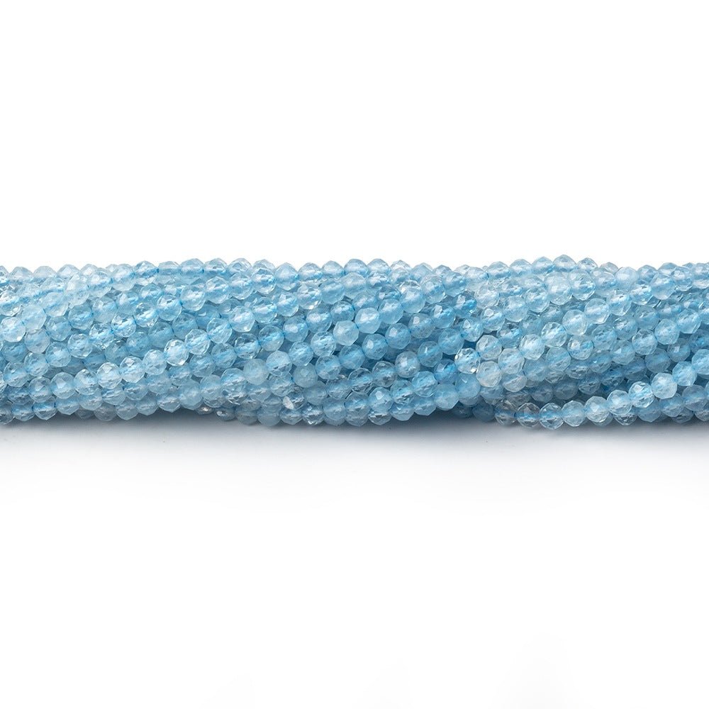 Beadsofcambay 2.5mm Shaded Aquamarine Micro Faceted Round Beads 12.25 inch 136 pieces